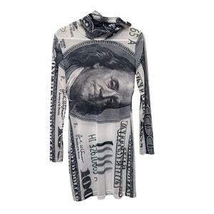 SHEIN Sheer Money dress w/ Mask collar Black White women's size Medium